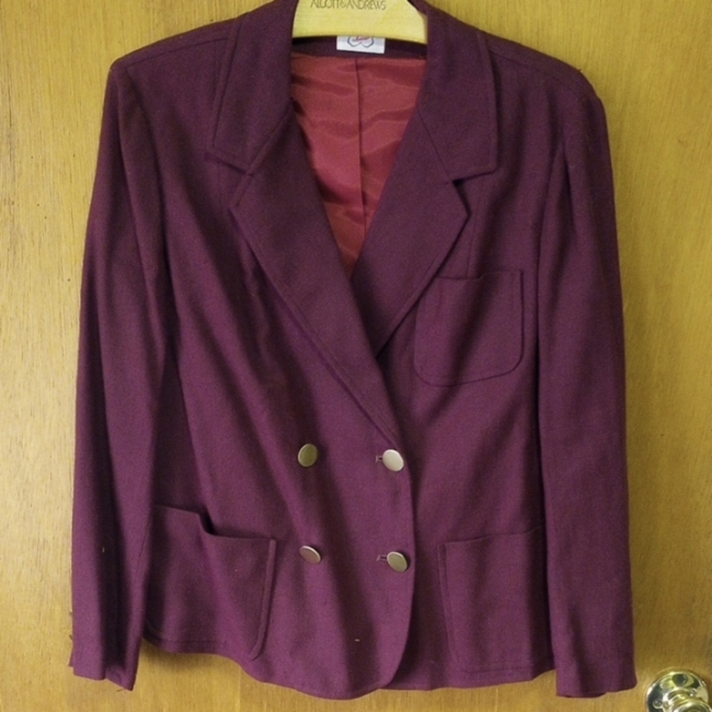 Country Junior Medium Purple Double-Breasted Blazer, Pockets, Gold Buttons